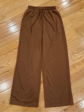 CIDER Wide Leg Drawstring Sweatpants in Brown size XS
